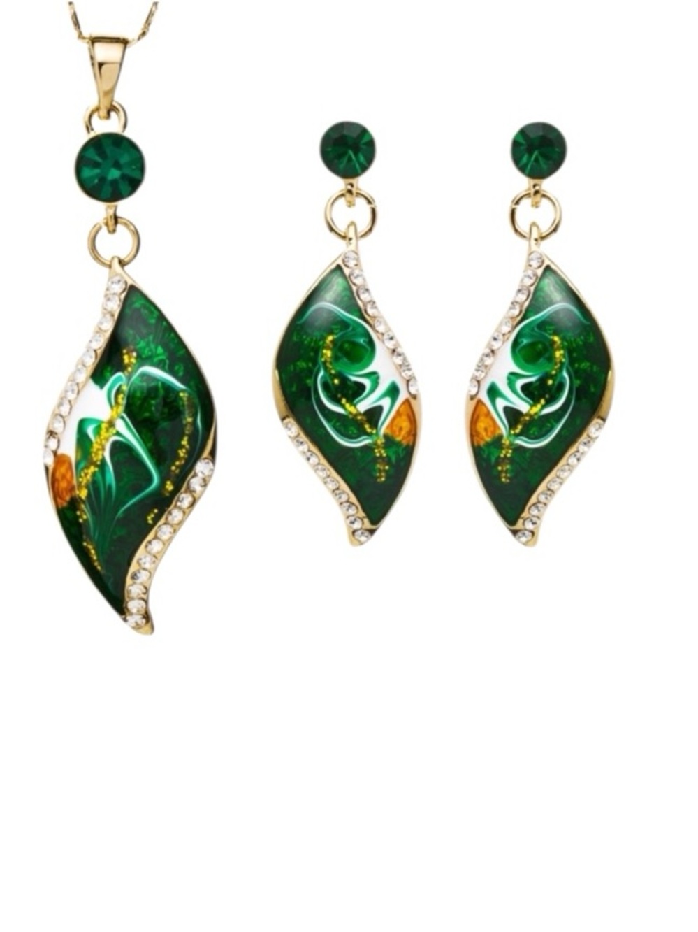 Swarovski Crystals Dichroic Glass Necklace